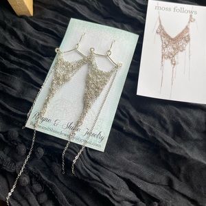 Crocheted silver earrings by Moss Follows